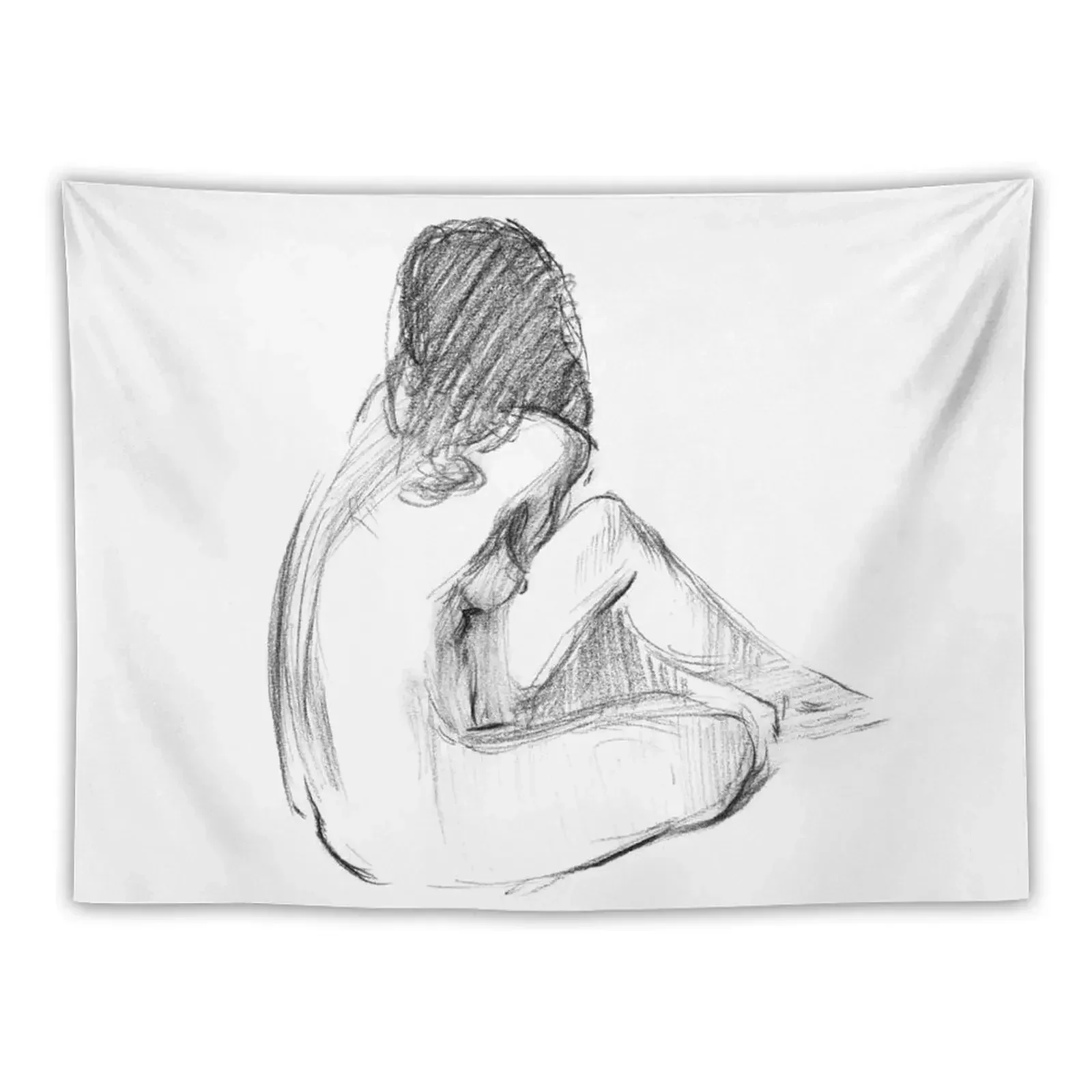 Contour Nude line drawing, Sexual art, Sensual bedroom art, Modern Line Drawing Abstract female form Erotica illustrati Tapestry