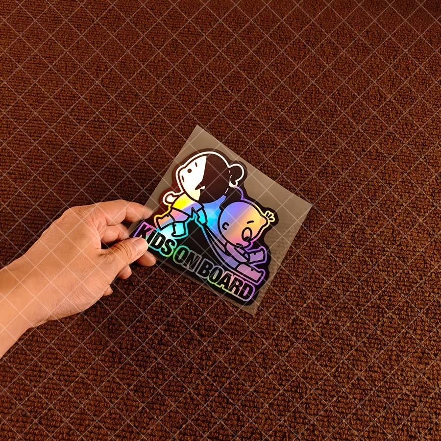 1 قطعة ملصق سيارة ثلاثي الأبعاد "أطفال على متن الطائرة"، ملصق سيارة كرتوني للأطفال، ملصق فينيل مقاوم للماء لنافذة السيارة، تذكير السلامة