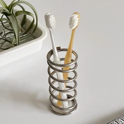 Creative Stainless Steel Toothbrush Holder Metal Bathroom Toothware Rack Toothpaste Makeup Brush Storage Decoration Storage Rack