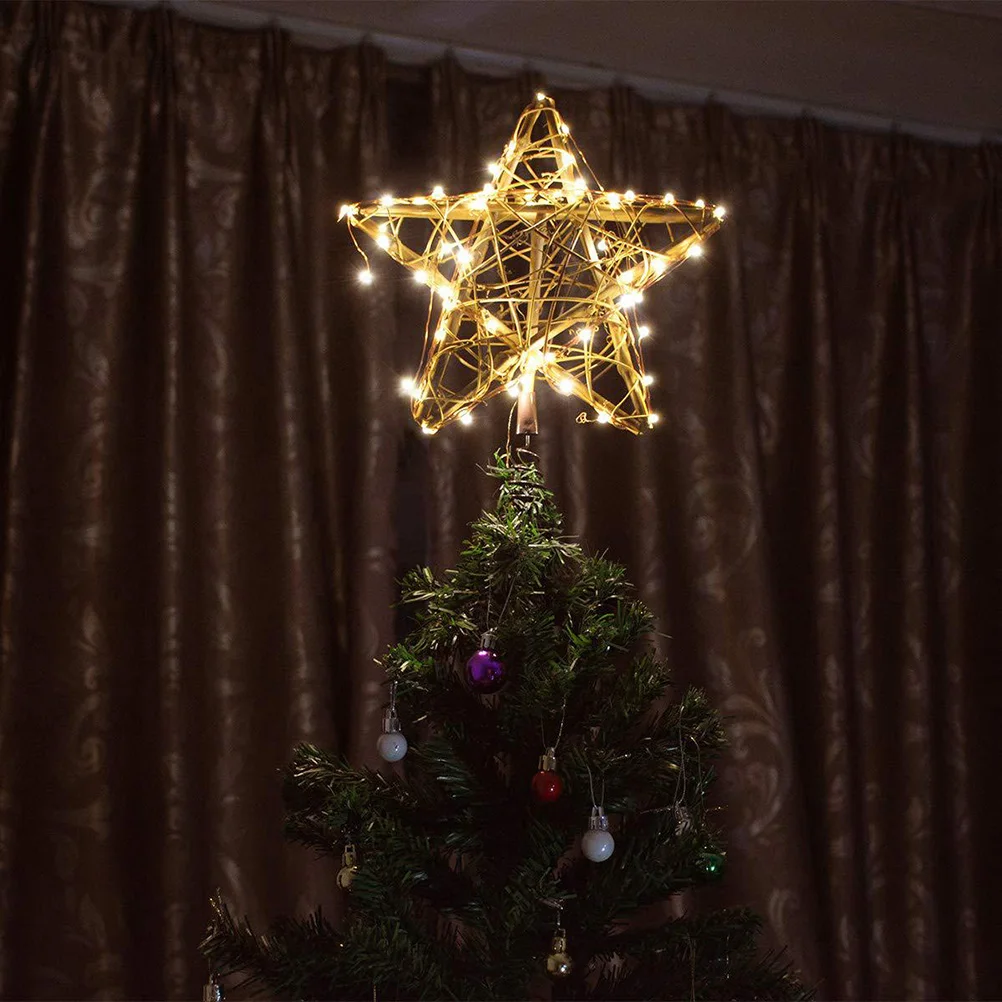 

Christmas Tree Star Topper Glittering Golden 15cm Iron Spring Support Decorative Ornament for Home Office Party Christmas