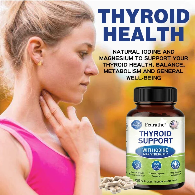 Maximum Strength Iodine Capsules - Thyroid Support Supplement, Helps Metabolism, For Thyroid Function and Health