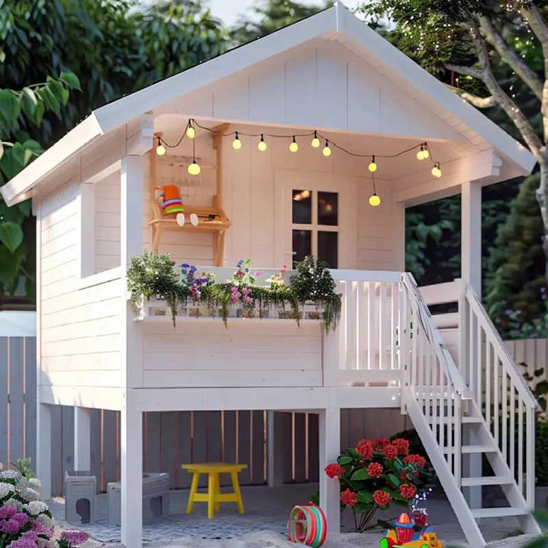 رياض الأطفال مسرح التجمع في الهواء الطلق منزل شجرة الشريحة الأطفال تسلق المقصورة حديقة متنقلة أكشاك منزل خشبي