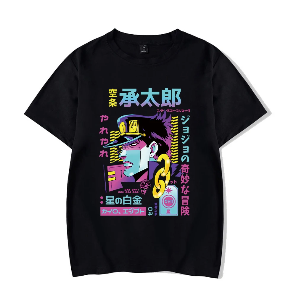 Men‘s T-Shirt Print Anime Jojo Bizarre Adventure Graphic Women Fashion Short Sleeve Casual Tops Oversize Tops Streetwear Unisex