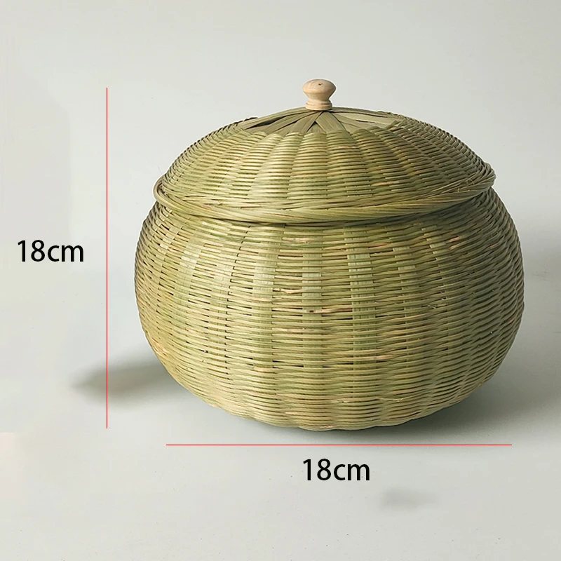 Handmade Woven Bamboo Basket, Candies, Egg, Pumpkin Basket, Food Shape Lid Storage, Gift Boxes