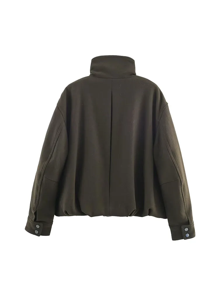 HH 2025 New Double Button Stand Collar Jacket Belted Short Top Women Design Sense Outerwear Fashion Casual Ladies Autumn Wear