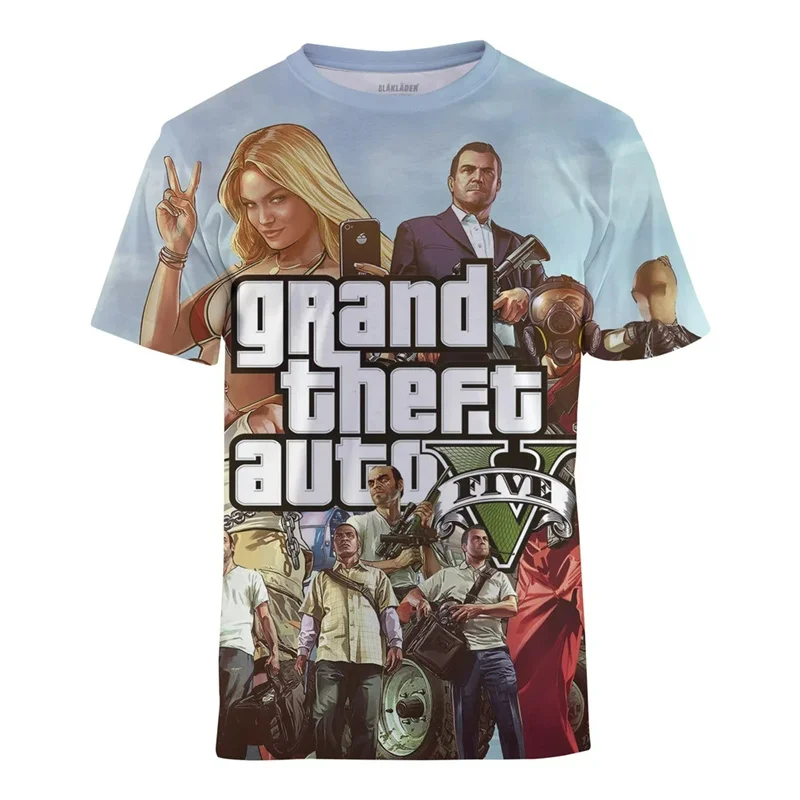 

3D Fashion Game Grand Theft Auto Printing T Shirt GTA 5 Graphic Tee Shirts Kid Streetwear Cool Hip Hop Sort Sleeves Clothing Top