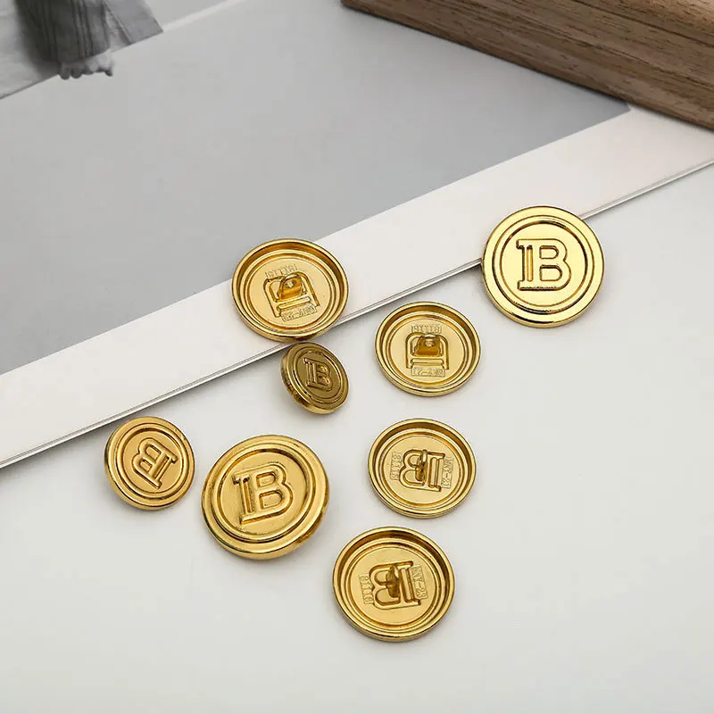 Retro letter B metal button all-match top coat British style uniform button suit coat hand-stitched buttons 10pcs/lot 2022 new