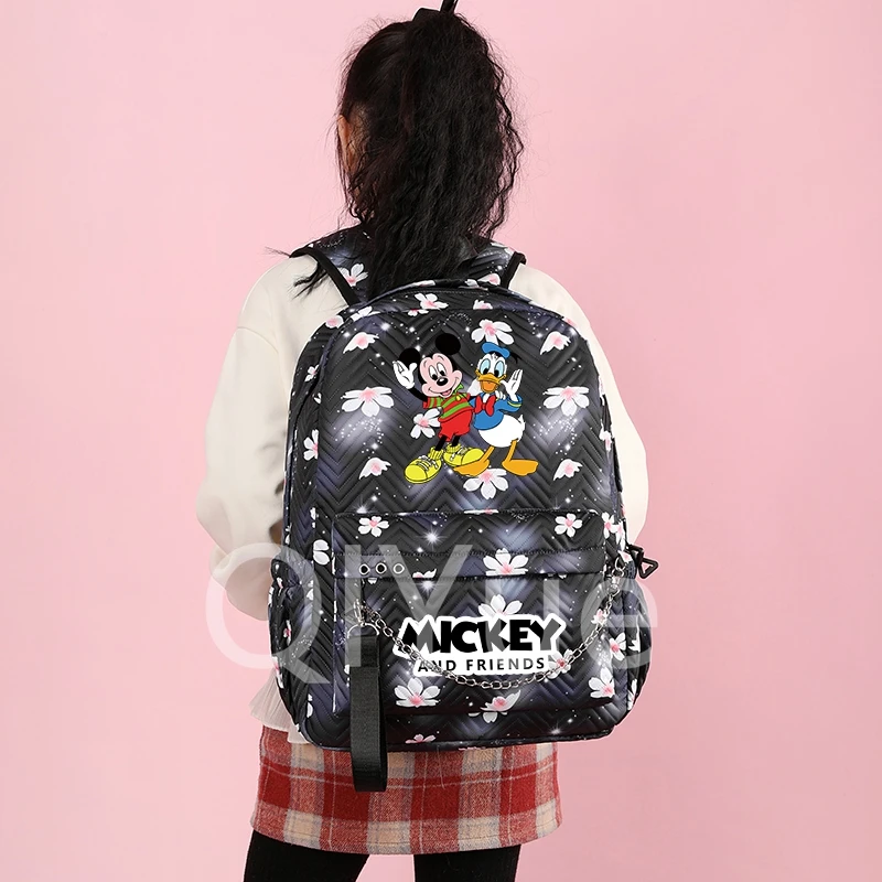 Anime Waterproof Knapsack Disney Mickey Mouse Backpack for Teenager School Bags Junior Student Girl Casual Back To School Bag