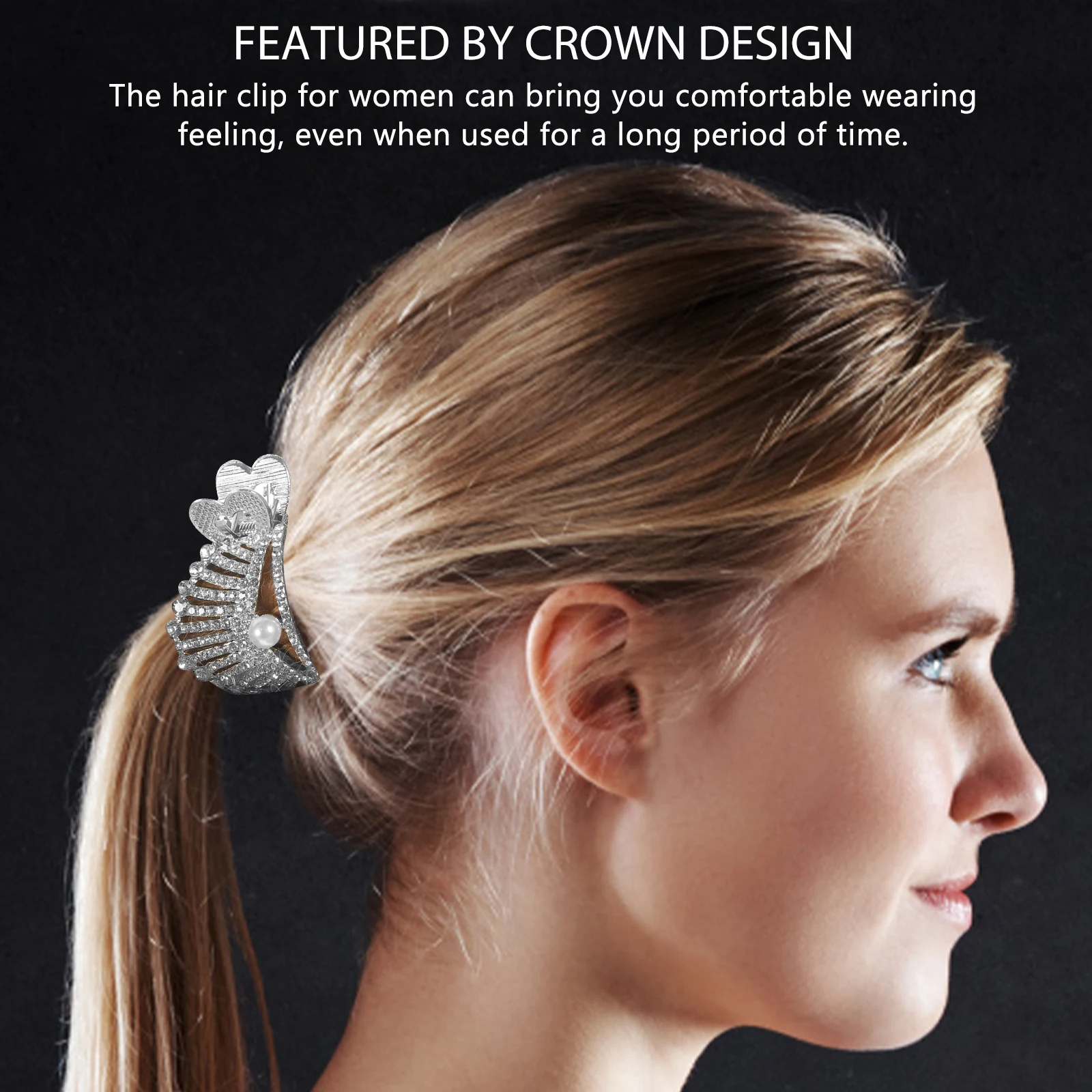 حامل على شكل تاج عالي على شكل ذيل حصان من حجر الراين، إكسسوارات معدنية متينة للنساء لمكياج طبخ الشعر الطويل الناعم