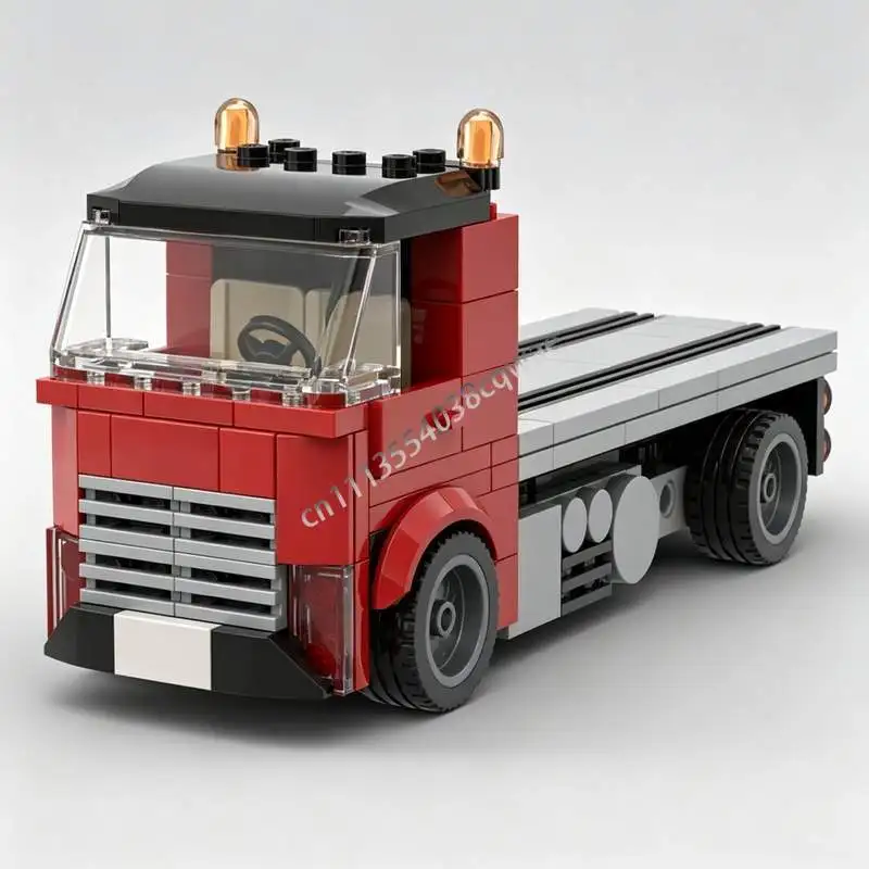 135-teiliges Europäisches Flachbett-LKW Frachtfahrzeug MOC-Modell Individuelles Puzzle DIY Montage-Bausteine Technisches Spielzeug Sammlerstück Geschenk