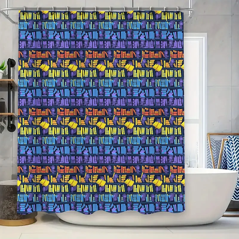 

Shower Curtain Waterproof Abstract Blue Marble Pattern Bathroom Decor Washable Fabric Liner Vintage Style Modern Art