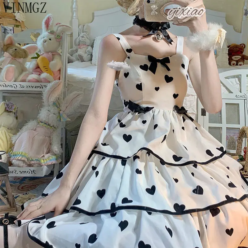 Grande stardust jardim eros jsk suspender em camadas bolinhas lolita bolo vestido vestidos de mujer