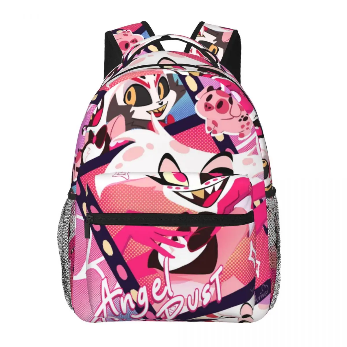 Hazbin-Hotel Helluva Boss Angel Dust For Girls Boys Large Capacity Student Backpack Lightweight waterproof Backpack 17in