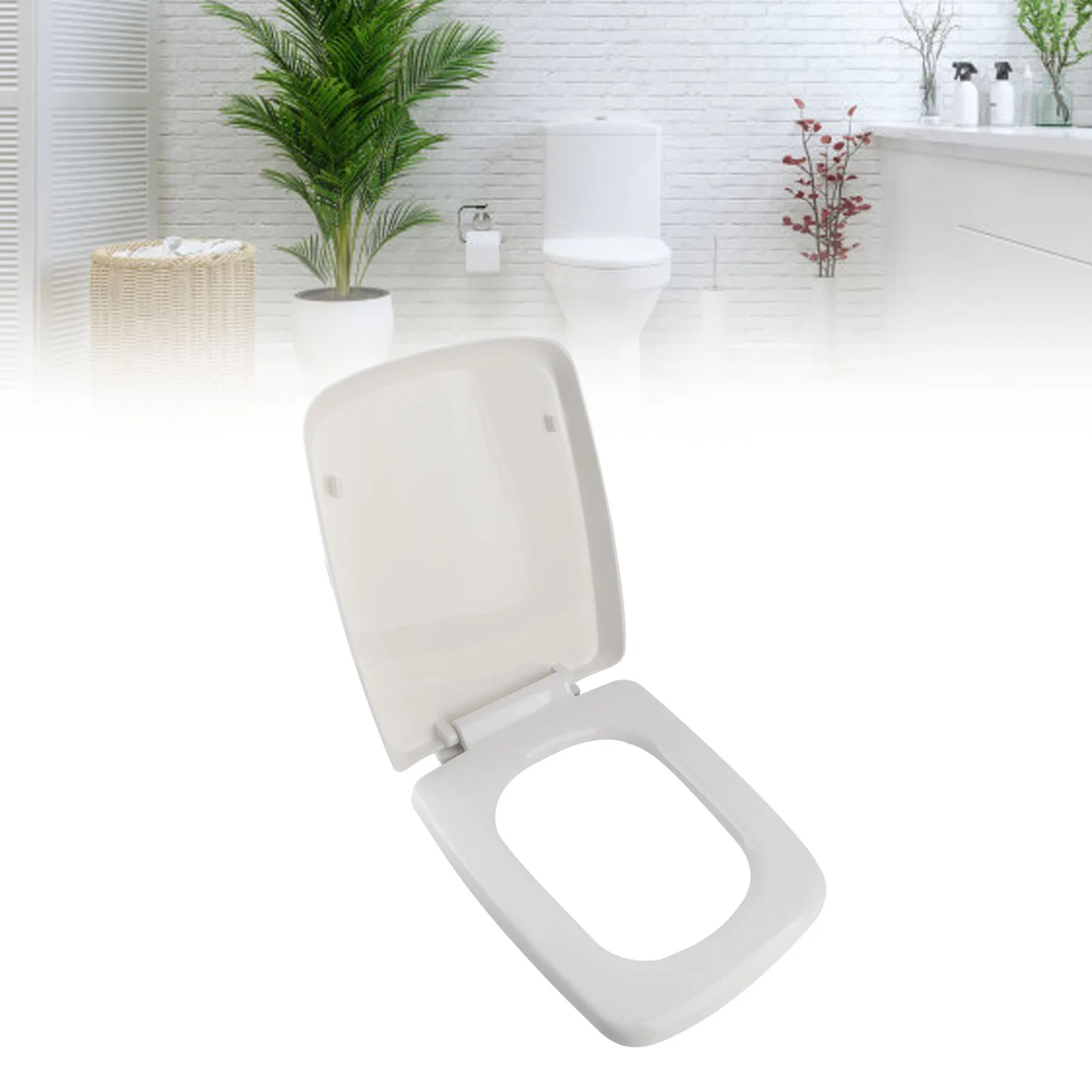 Square 06B Toilet Seat PP Material 36.2cm×44-47cm Thickened Universal Home Toilet Lid Standard Bathroom Toilet Replacement Cover