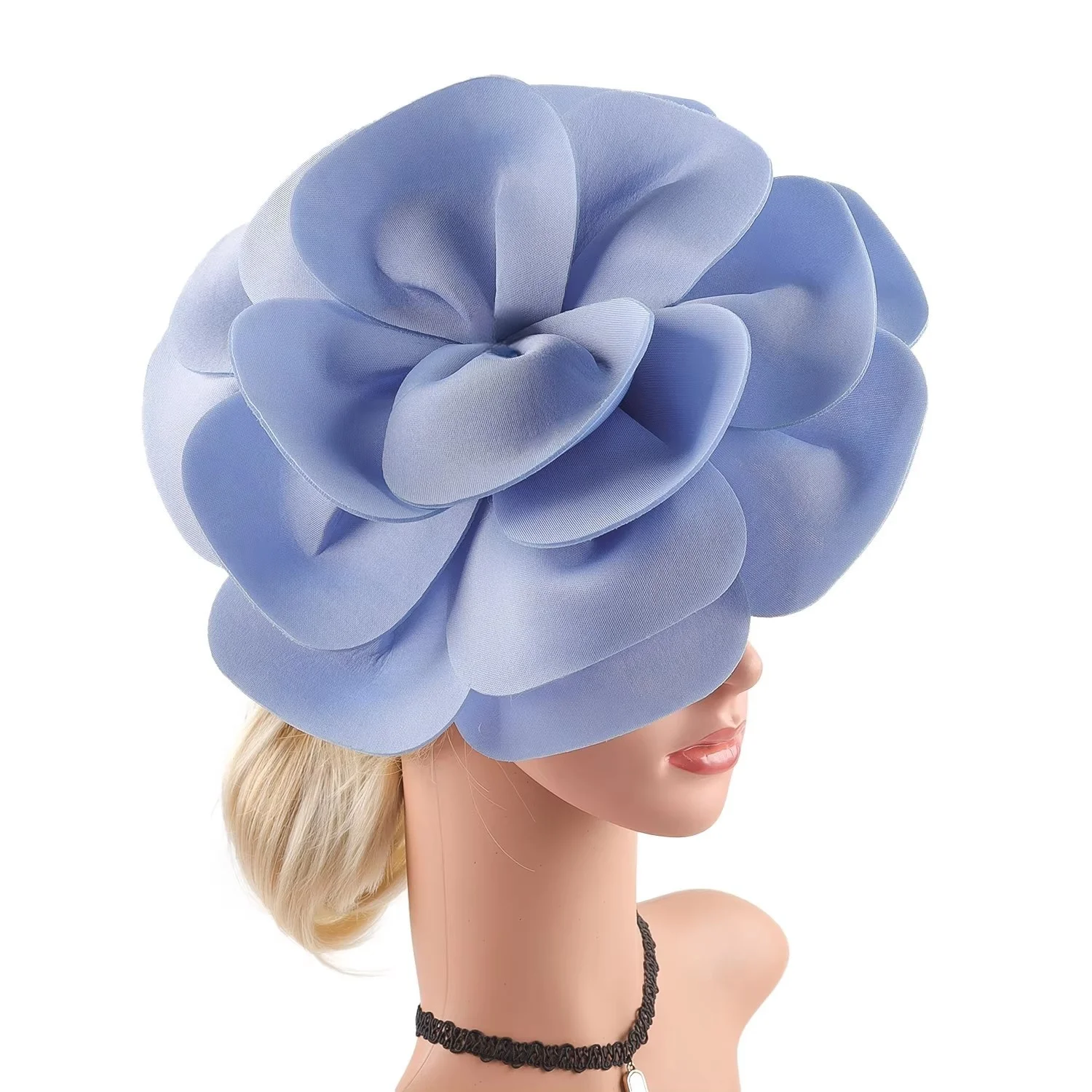 Übertriebener großer Rosenblüten-Haarschmuck, Fascinator-Hut für Damen, Haaraccessoires für Hochzeit, Teeparty, Kentucky Derby, Braut. – Detail 11
