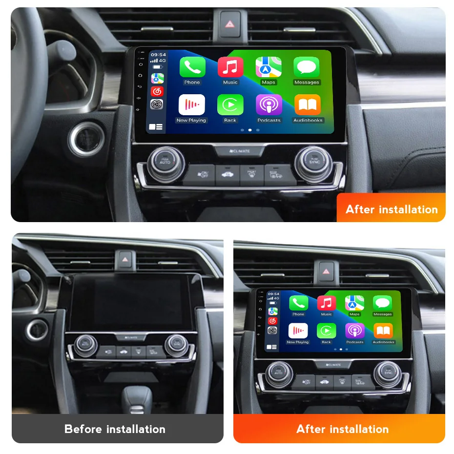 Navifly 9 Inch Car Radio Wireless CarPlay Android Auto For Honda Civic 2015 - 2020 Multimedia Player GPS Navigation FM Radio BT
