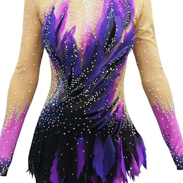 Purple Artistic Gymnastics Competition Gymnastics Leotard Kids Performances Leotards Custom Style and Size