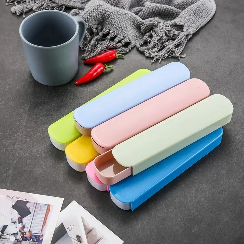 Universal Portable PP Travel Tableware Storage Box Case Food Grade Dinnerware Kitchen Fork Spoon Box For Kid School Cutlery