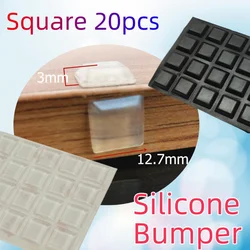 20 Grains 13x3mm Square Cabinet Door Bumper Self-adhesive Silicone Damper Pad Cushion for Kitchen Door Stop Furniture Hardware