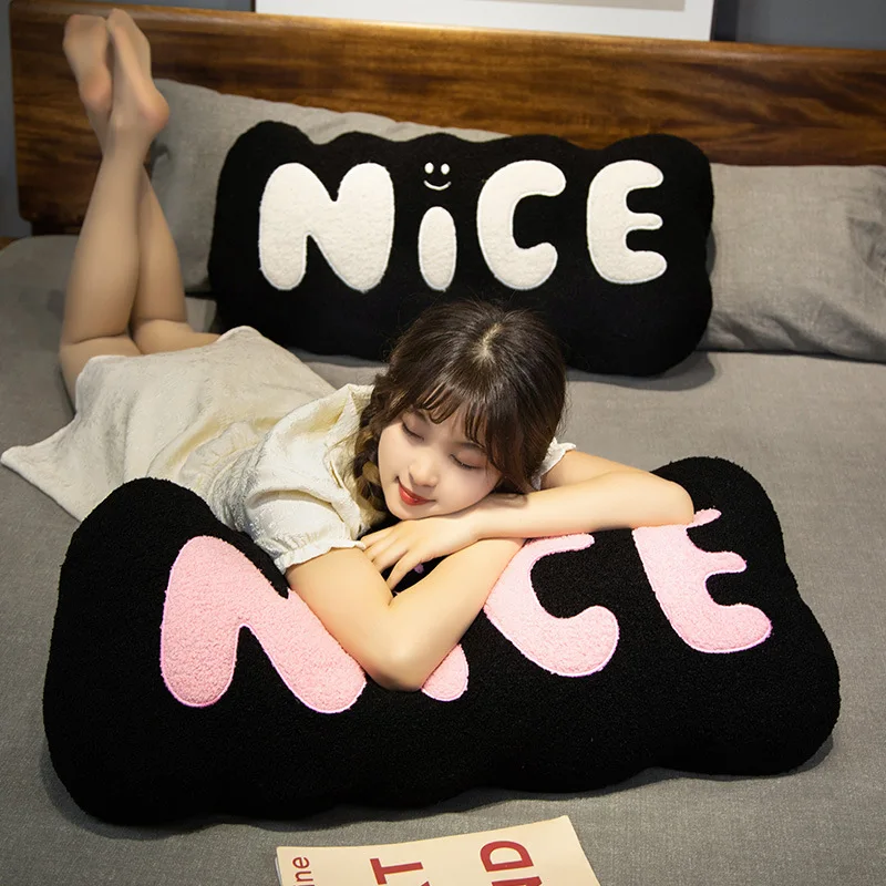 Nordic Style NICE Pillows Creative Letter Plush Toys Soft Sleeping Pillow Comfort Office Seat Cushion Nice Home Decor Gifts