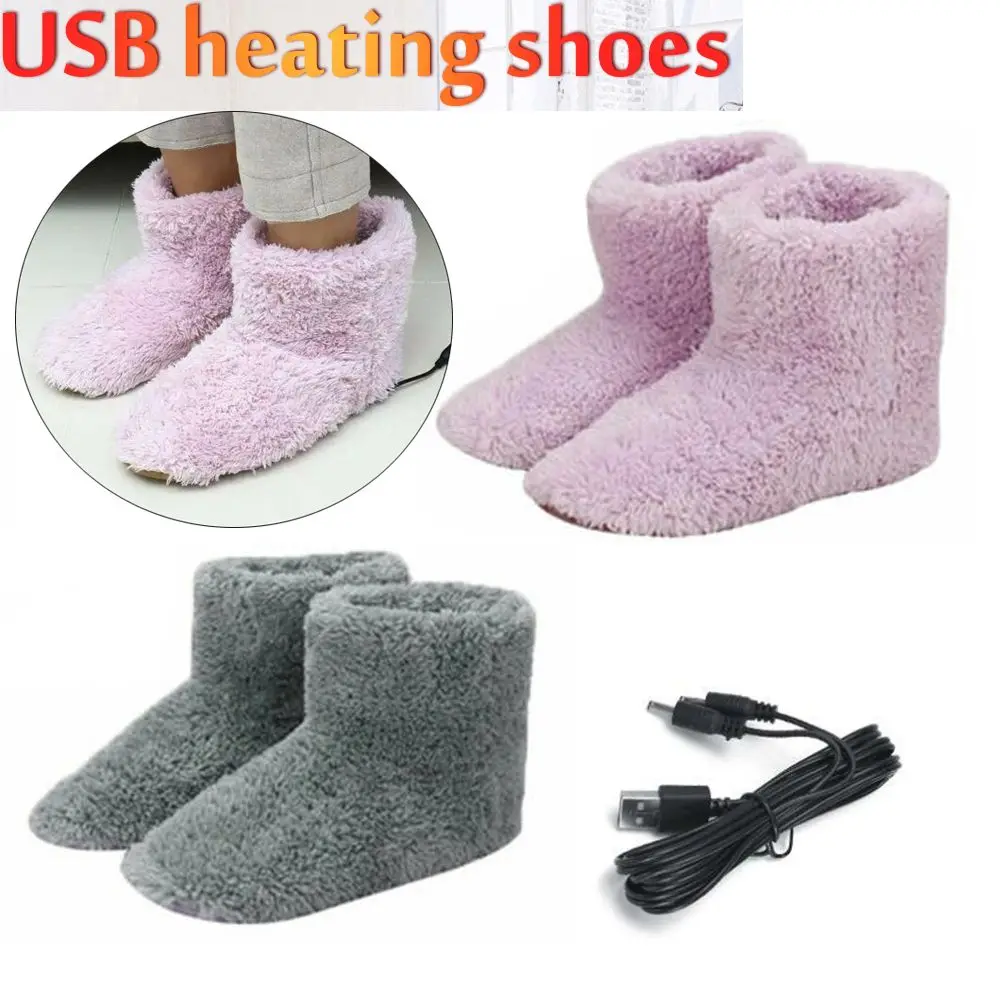 Gift Comfortable Washable USB Charging Electric Heated Shoes Warm Foot Winter Warming Slipper Foot Warmer Shoes