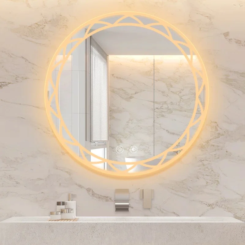 Internet Celebrity Irregular LED Wall Mirror Light Luxury Nordic Style Aluminum Frame IP54 Smart Vanity Mirror