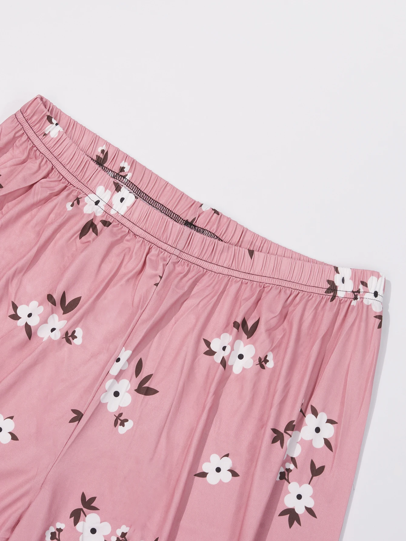 Conjunto de pijama feminino grande para casa, verão, seda de leite, estampado, respirável, plus size, calças de manga curta, conjunto de pijama