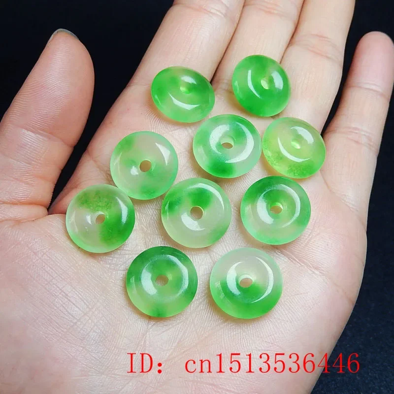 5pc Green Jade 25mm Beads Safety Buckle Doughnut Pendants Jadeite Emerald DIY Bracelet Necklace Jewelry Fashion Accessories