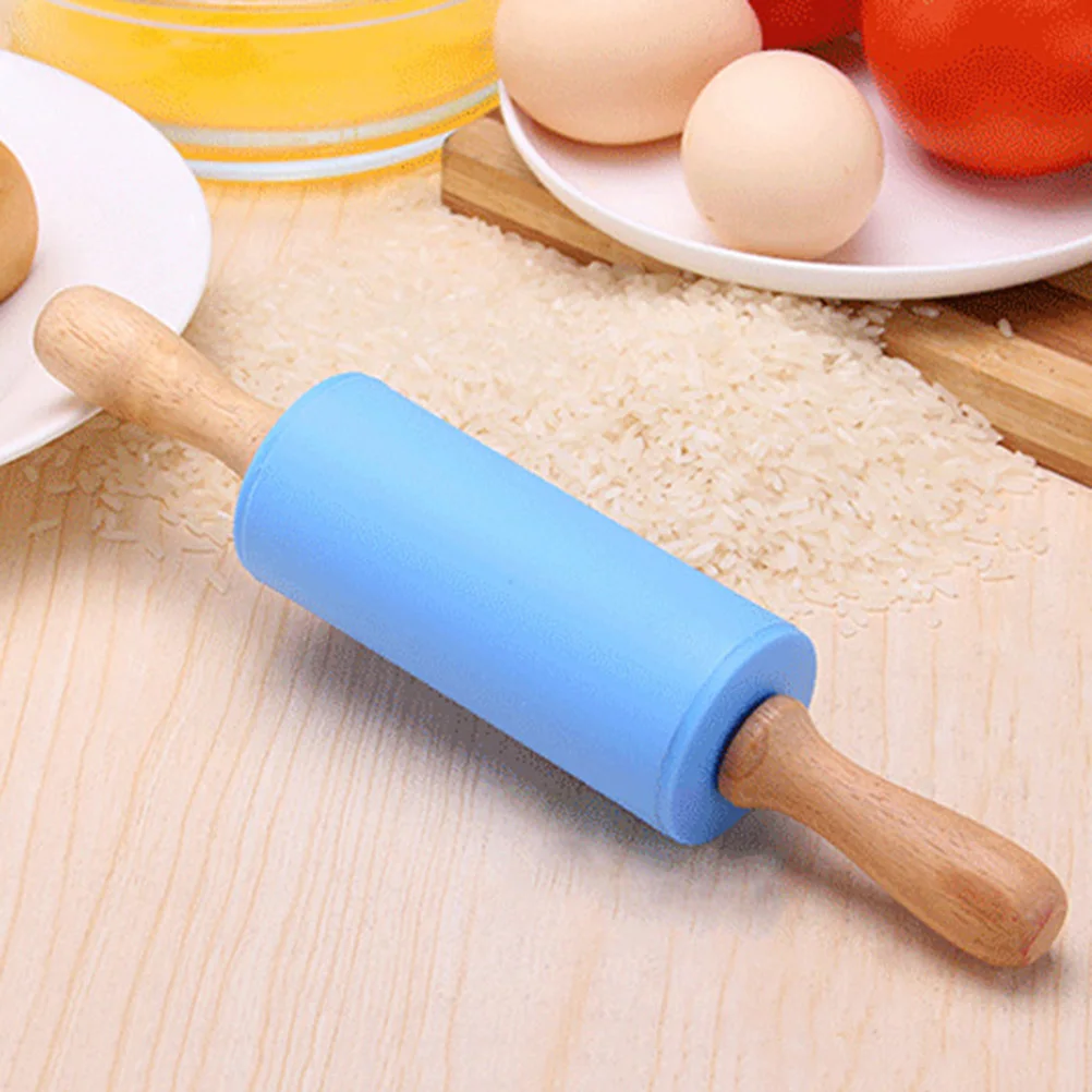 

Silicone Rolling Pin Non stick Dough Roller for Baking Pasta Pizza Bread Maker Kitchen Tools Bamboo Handle Pastry Mat