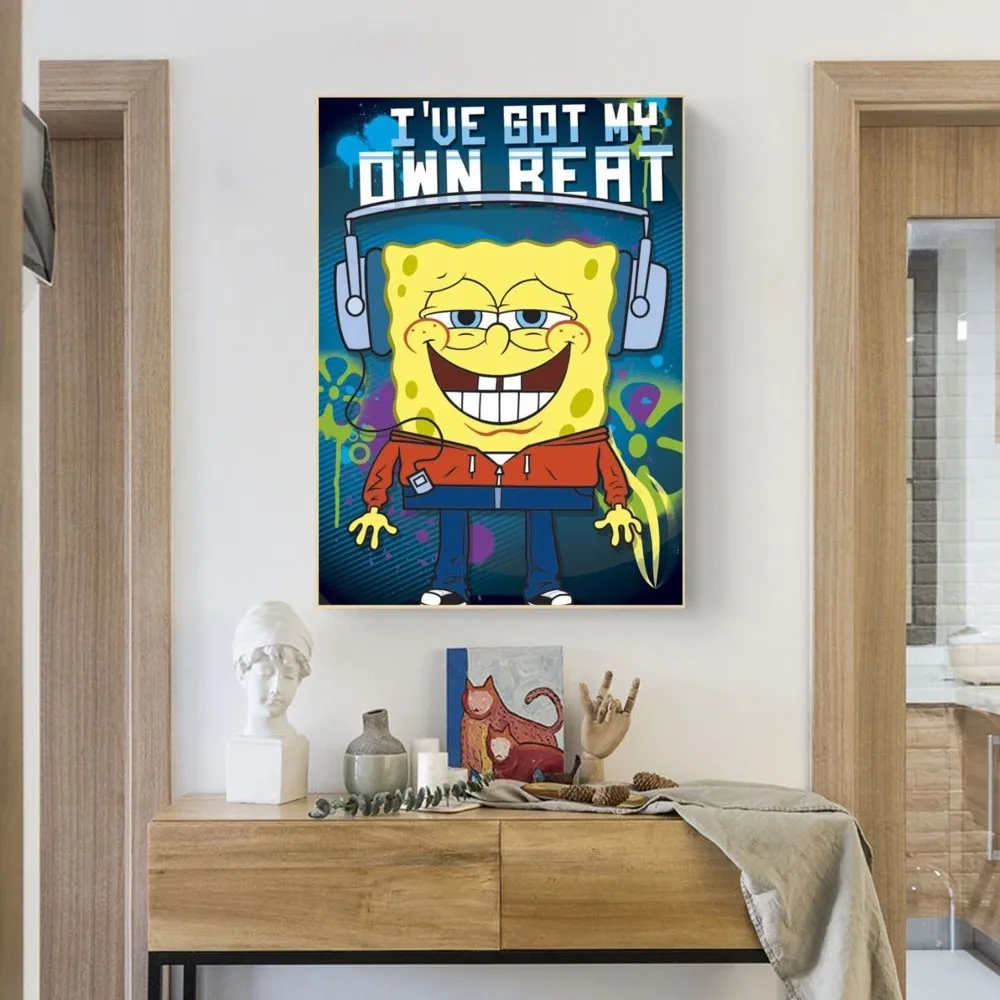 Cartoon-Spongebob-PatrickSta Poster DIY Sticky Poster Waterproof Paper Sticker Coffee House Bar Home Decor