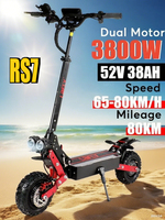 Off-Road 3800W motor 52V38AH Electric Scooter 60-80KM/H Fast Speed 11 Inch Pneumatic Tyre Foldable Scooter Electric for Adults