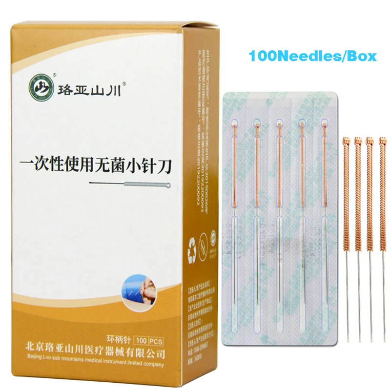 

100 Pcs Needle Scalpel Disposable Aucpuncture Needle Copper Handle Little Knife Needle Painless Sharp Sword-shaped Needle