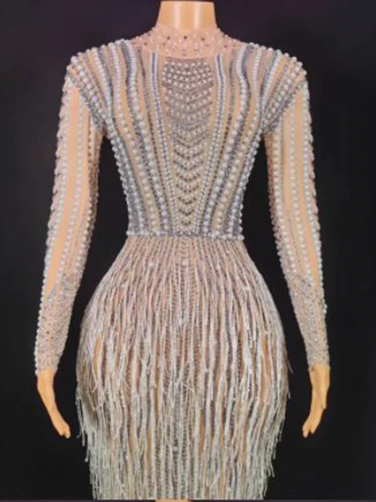 Wysokiej jakości gorąca koralik z frędzlami elastyczna rozcięty długa sukienka 2024 nowe modne ubrania damskie na zamówienie