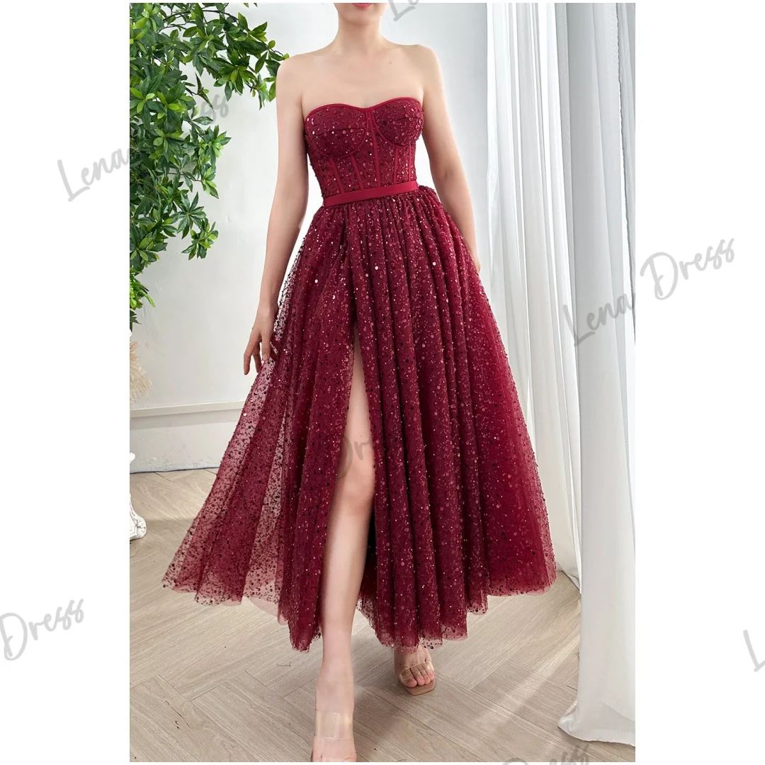 

Lena Line A Evening Dresses 2024 Luxury Party Dress Women Elegant Party Simple and Elegant Formal Dress Off the Shoulders Claret