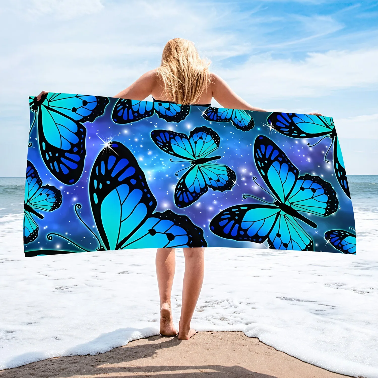 Large Ocean Scenery Beach Towel Polyester Quick Dry Sandproof Bath Towels Tropical Palm Tree Summer Outdoor Pool Travel Blanket