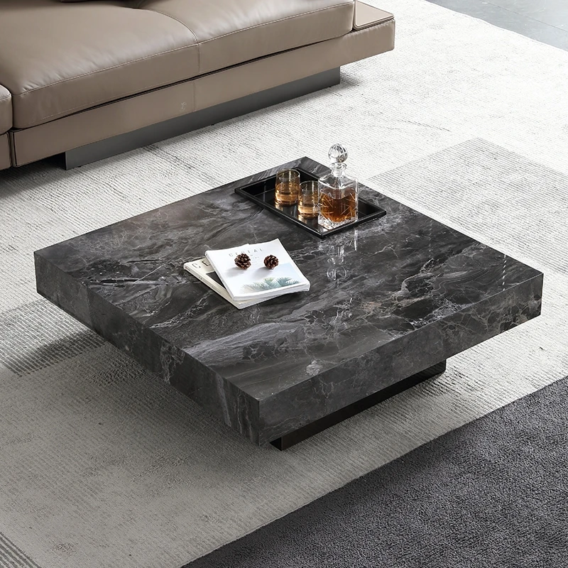 Superlatives-Square Sintered Stone Coffee Table, Marble Surface, Modern Concise Tea Table, Beautiful Furniture