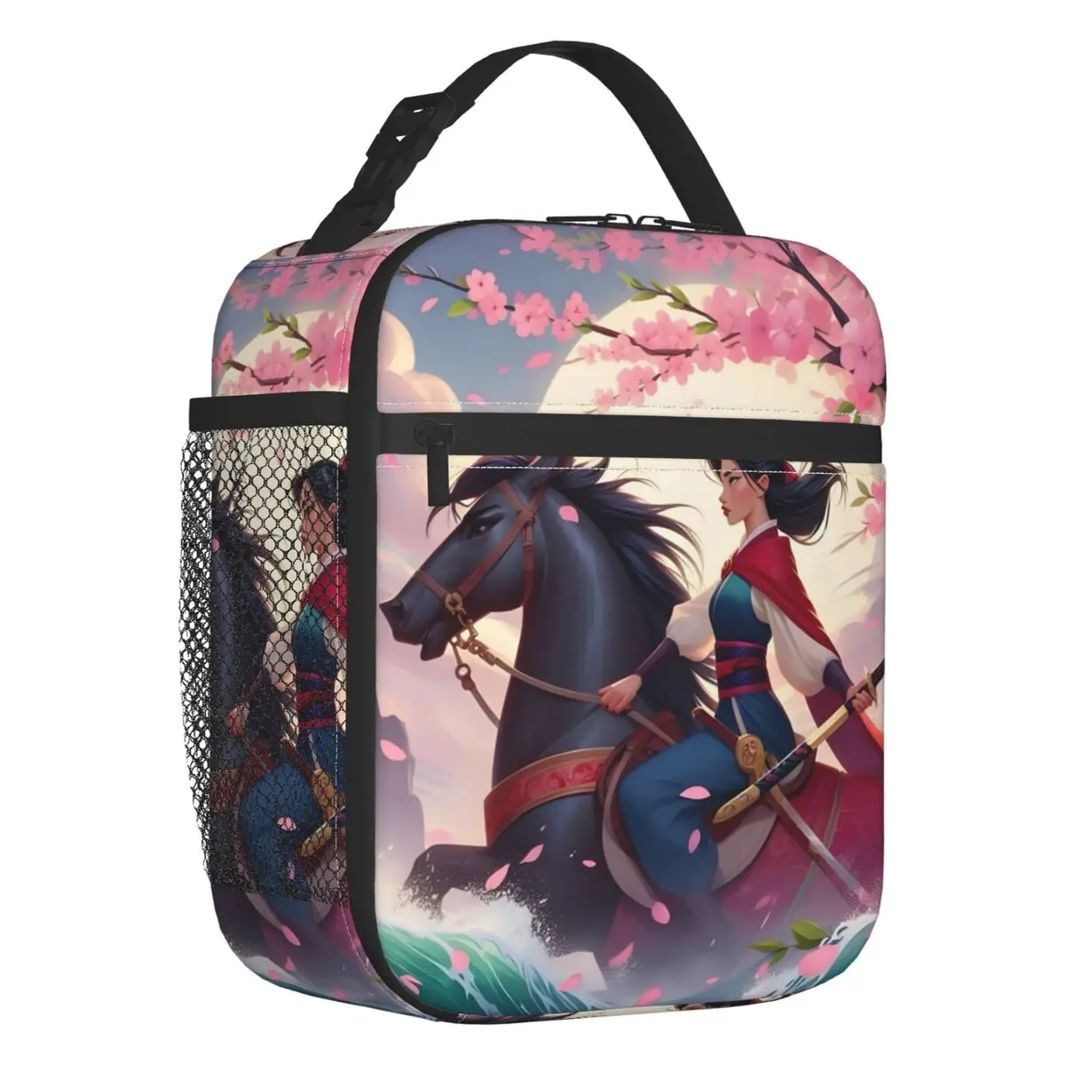 

Custom Mulan Brave Hero Resuable Lunch Boxes Multifunction Fashion Cartoon Movie Cooler Thermal Food Insulated Lunch Bag Office