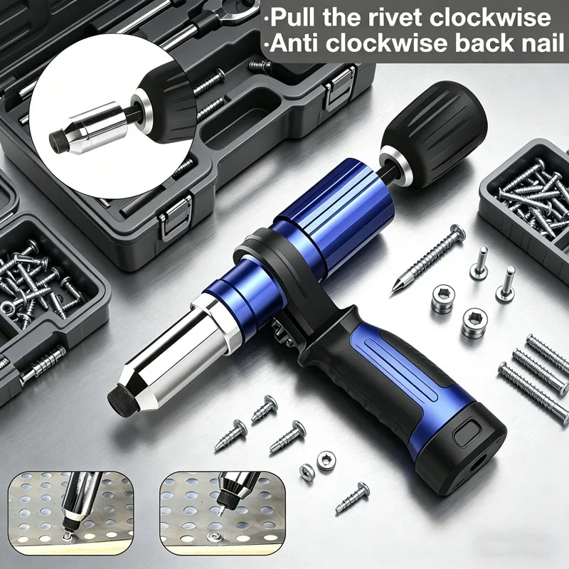 

Aluminum Alloy Electric Rivet Gun Adapter Easy Install Drill Converter Durable Riveting Tool for Home DIY & Workshop Maintenance