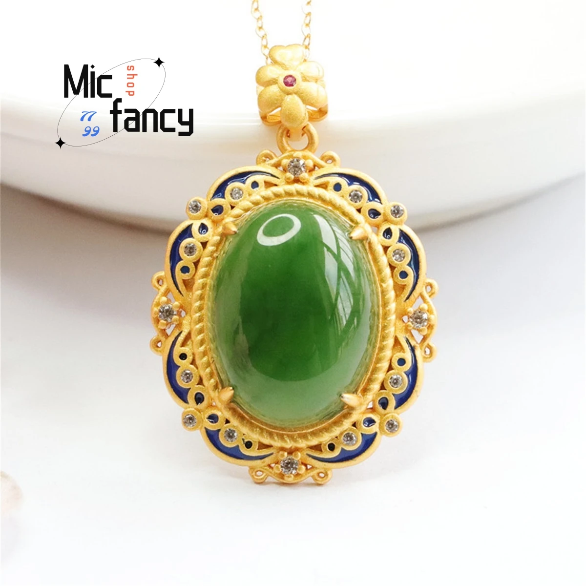 

Natural S925 Silver Inlaid Hetian Jasper Spinach Green Pigeon Egg Necklace Pendant Charm Fashion Women Luxury Fine Jewelry Gift