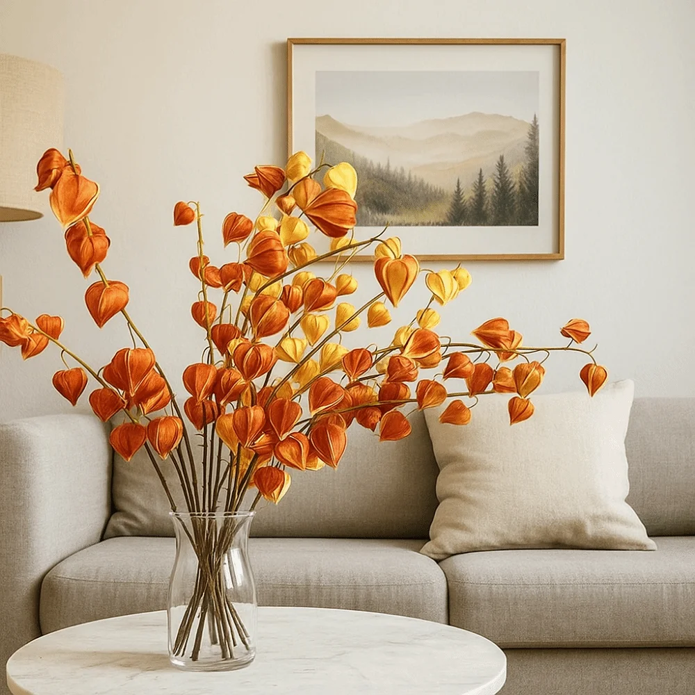 83 cm Artificiale Coco Pod Rami Real Touch Lanterna fatta a mano Ramo di frutta Piante finte realistiche Home Living Room Decor