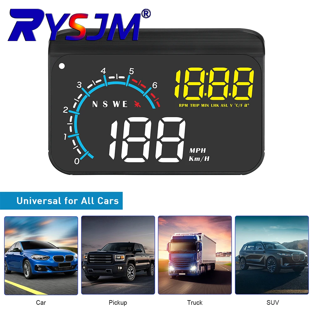 New Design M12 Universal Over Speed Alarm Speedometer Head up Display Car Hud Display with GPS M12 HUD Windshield Projector