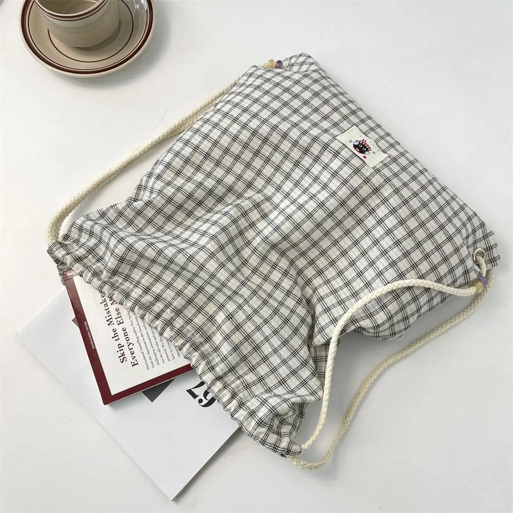 حقيبة ظهر كورية كلاسيكية منقوشة برباط Y2k حقيبة ظهر جمالية هاراجوكو منقوشة كاجوال خفيفة الوزن حقائب مدرسية للطلاب في الهواء الطلق