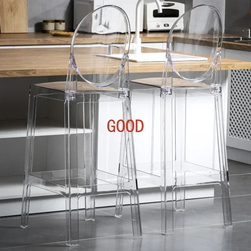 Simple Acrylic High Bar Chair Nordic Furniture Modern Transparent Bar Stool Creative Cafe Front Desk Bar Stools Home Back Chair