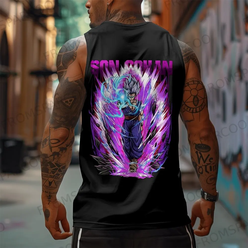 

Dragon Ball Anime Goku Peripheral Printed Pure Cotton Tank Top 2025 Gym Sportswear Casual Men Loose Summer Fashion Vest Top