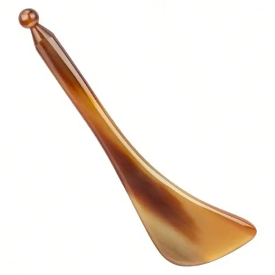 

Facial Reflexology Tools: Ox Horn Dual-Ended Gua Sha Scraper Massage Pen For Face, Neck Muscle Fascia Release Natural Beige, Detoxifies Sculpting