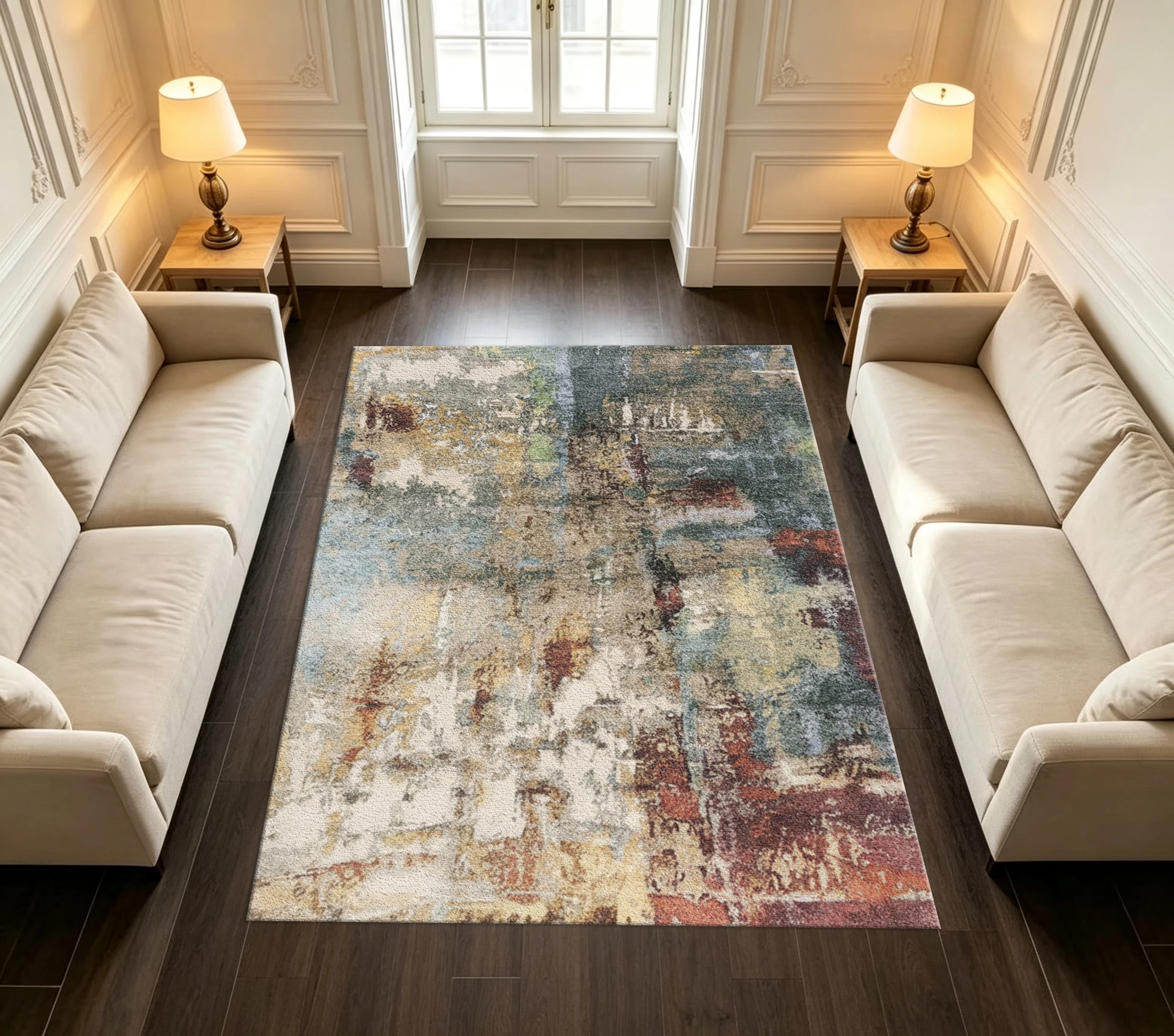 Vintage Multi‑Color Distressed Carpet Flooring Retro Art Texture Home Living Room Bedroom Rug