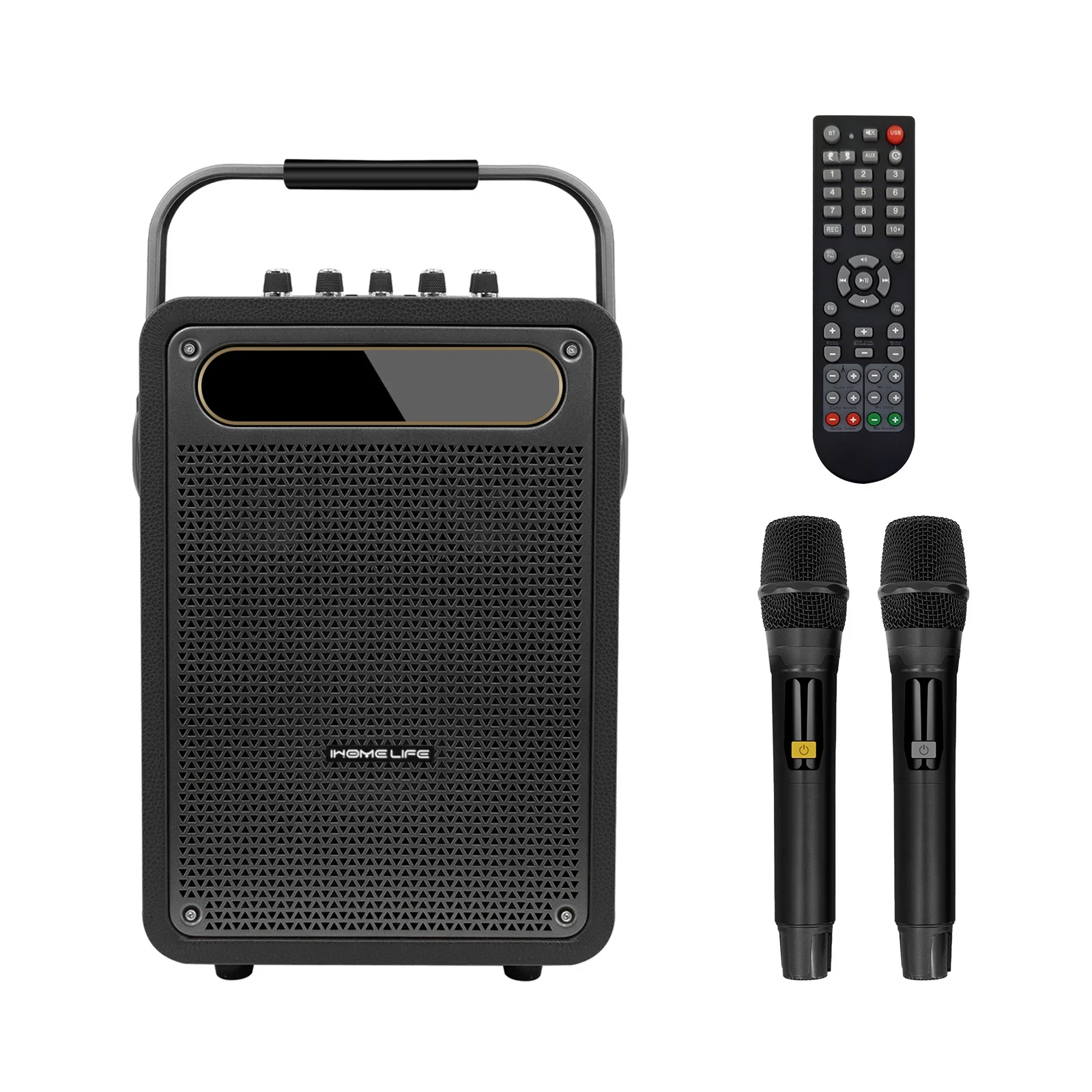 

Outdoor Portable Wireless Blue-tooth Karaoke Speakers With Mic Stereo Bass Woofer HIFI Sound LED Colorful Light Party Speakers