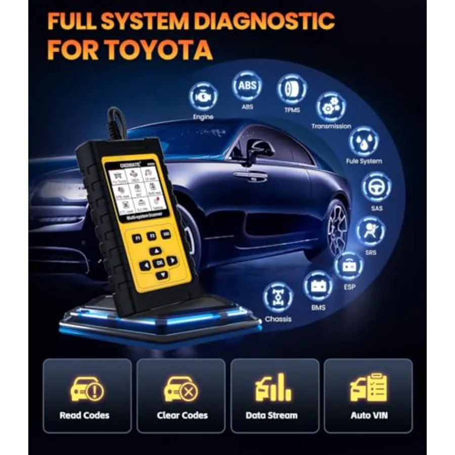 OBD2 Scanner for/Lexus/Scion, OM701 All Systems Diagnostic Tool with 15+ Resets Oil/ETC/EPB/ABS/SAS/BAT Register...,Full OBDII view 2