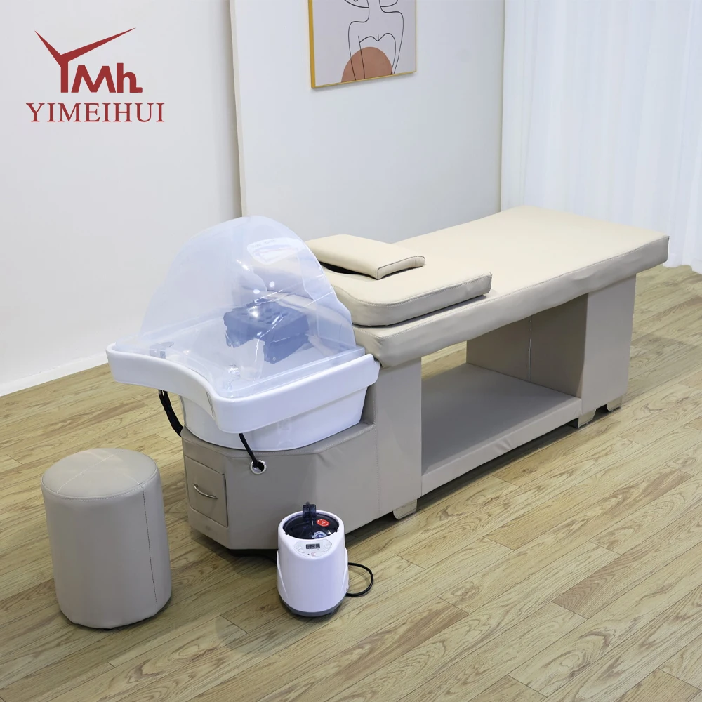 

Japanese Hair Washing Salon Massage Shampoo Bed With Steam Spa Head Water Therapy Washing Basin