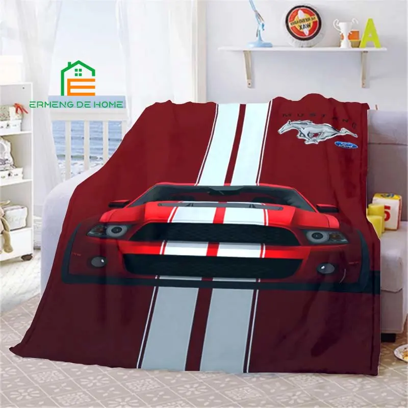 Mustang Ford Car Pattern Throw Blanket Warm Blanket for Home, Picnic, Travel, Office,Plane for Adults, Kids, Elderly 6 Sizes